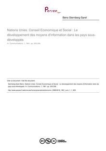 Nations Unies. Conseil Economique et Social : Le développement des moyens d information dans les pays sous-développés  ; n°1 ; vol.1, pg 205-206
