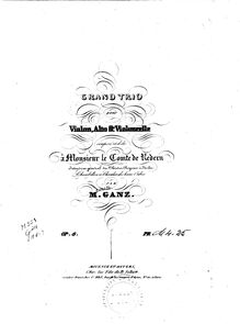 Partition violon, Grand corde Trio en D, Op.8, D, Ganz, Moritz