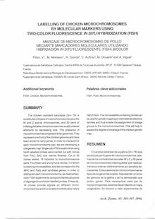 LABELLING OF CHICKEN MICROCHROMOSOMES BY MOLECULAR MARKERS USING TWO-COLOR FLUORESCENCE IN SITU HYBRIDIZATION (FISH) (MARCAJE DE MICROCROMOSOMAS DE POLLO MEDIANTE MARCADORES MOLECULARES UTILIZANDO HIBRIDACIÓN IN SITU FLUORESCENTE (FISH) BICOLOR)