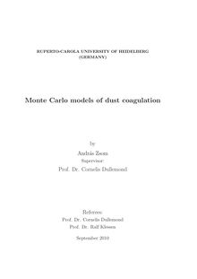 Monte Carlo models of dust coagulation [Elektronische Ressource] / by András Zsom