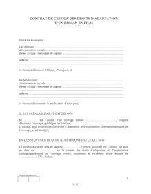 Contrat de cession des droits d'adaptation audiovisuelle - Accueil ...
