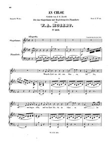 Partition complète, An Chloe, E♭ major, Mozart, Wolfgang Amadeus par Wolfgang Amadeus Mozart