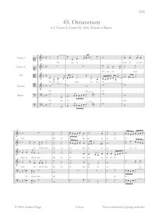 Partition Vocal et continuo score, Ornaverunt à , Canto I, Canto II, Alto, ténor e Basso