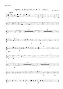 Partition cor 1 (D), Apollo et Hyacinthus, Mozart, Wolfgang Amadeus
