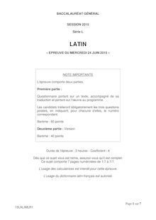 Bac 2015: sujet Latin Bac L !