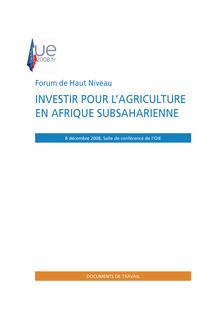 INVESTIR POUR L AGRICULTURE EN AFRIQUE SUBSAHARIENNE - Couverture ...