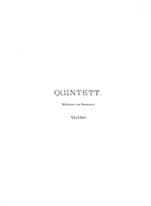 Partition violon, quintette pour Piano, vents et cordes, Baussnern, Waldemar von
