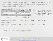 Partition complète, Trio Sonata en E Minor, GWV 209, E minor, Graupner, Christoph