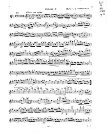 Partition violon 1, corde quatuor No.1, G major, Hiller, Ferdinand