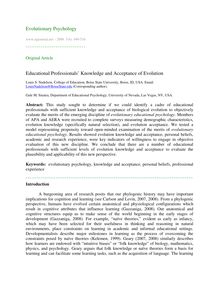 Educational professionals’ knowledge and acceptance of evolution