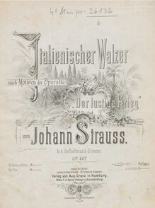 Partition Transcription pour piano solo - complete, Italienischer Walzer, Op.407 par Johann Strauss Jr.