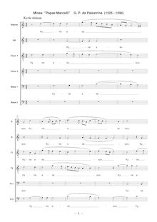 Partition Kyrie, Missa Papae Marcelli, Palestrina, Giovanni Pierluigi da