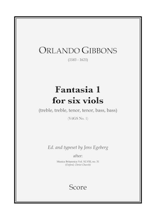 Partition Fantasia 1, VdGS 1 - partition complète, fantaisies pour 6 violes de gambe