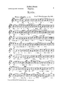 Partition sopranos, Missa St. Crucis, G major, Rheinberger, Josef Gabriel