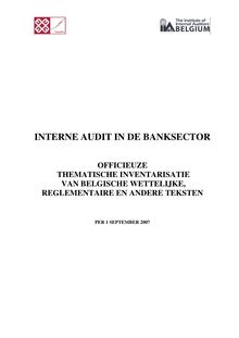 Thematische inventaris van de Belgische wettelijke en reglementaire  teksten inzake interne audit 