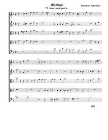 Partition Come cantar poss io - partition complète (Tr Tr A T B), Madrigali a 5 voci, Libro 7