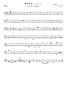 Partition viole de basse,  No.3 pour 2 violes de gambe et orgue par William Lawes