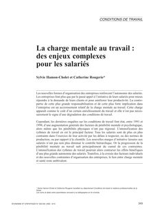 La charge mentale au travail : des enjeux complexes pour les salariés - article ; n°1 ; vol.339, pg 243-255