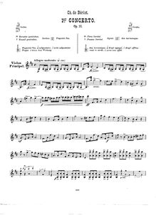 Partition de violon, violon Concerto No.1, Op.16, Bériot, Charles-Auguste de