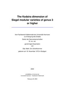The Kodaira dimension of Siegel modular varieties of genus 3 or higher [Elektronische Ressource] / von Eric Schellhammer