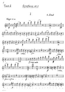 Partition flûte 2, Symphony en C Major, Bizet, Georges