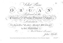 Partition Set 1 (1777), Nos. 1 - 6, Select pièces pour pour orgue