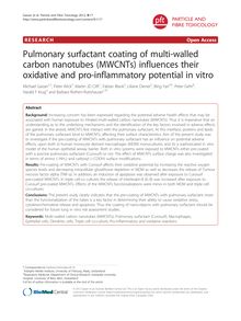 Pulmonary surfactant coating of multi-walled carbon nanotubes (MWCNTs) influences their oxidative and pro-inflammatory potential in vitro