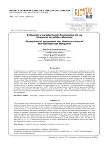 Evaluación y caracterización biomecánica de los trinquetes de pelota valenciana. (Biomechanical assessment and characterization of the Valencian ball trinquetes).