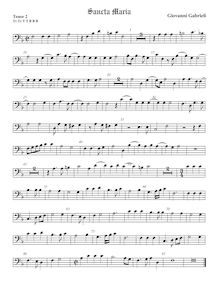 Partition ténor viole de gambe 3, basse clef, Sancta Maria à 7, Gabrieli, Giovanni