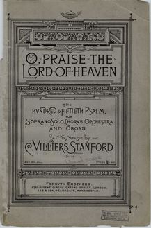 Partition couverture couleur, O Praise pour Lord of Heaven, Op.27