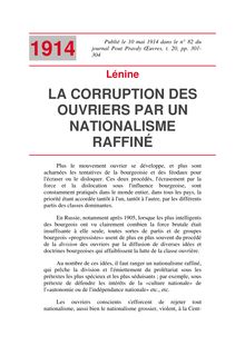LA CORRUPTION DES OUVRIERS PAR UN NATIONALISME RAFFINÉ