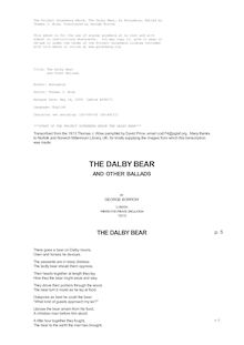 The Dalby Bear - and Other Ballads
