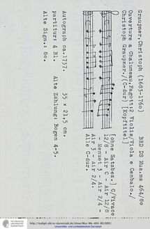 Partition complète, Ouverture, GWV 407, C major, Graupner, Christoph