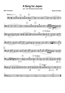 Partition basse Trombone, A Song pour Japan, Verhelst, Steven par Steven Verhelst