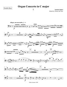 Partition Double Basses, orgue Concerto en C major, C major, Salieri, Antonio