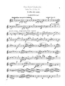 Partition clarinette 1, 2 (C, A),  No.2, Suite caractéristique, Tchaikovsky, Pyotr