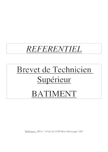 REFERENTIEL Brevet de Technicien Supérieur BATIMENT