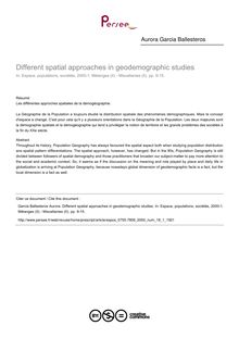Different spatial approaches in geodemographic studies - article ; n°1 ; vol.18, pg 9-15