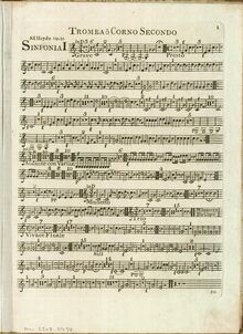 Partition trompette ou cor 2 (D, G, D), Symphony Hob.I:75, D major