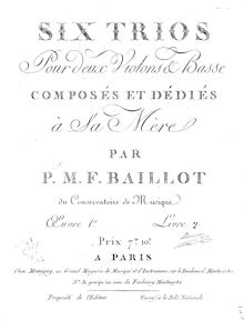 Partition violon I, , partie II (Trios 4-6), Trios pour Two violons et basse, Op.1