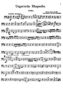 Partition violoncelles, Hungarian Rhapsody, Op.68, Ungarische Rhapsodie