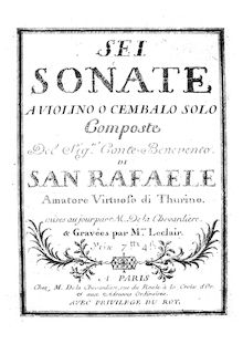 Partition complète, 6 violon sonates, San Rafaele, Benvenuto Robbio