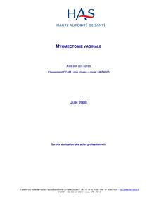 Myomectomie par abord vaginal - Document d avis - Myomectomie par abord vaginal