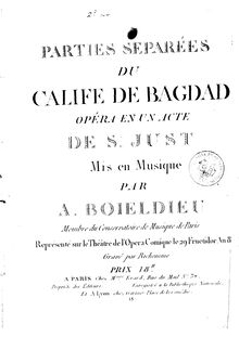 Partition cor 2 (D, B♭, G, F, A), Le calife de Bagdad, Opéra comique en un acte