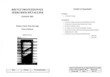 Etude, préparation, suivi d un ouvrage 2002 BP - Serrurerie-métallerie