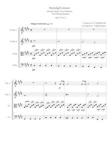 Partition complète, Piano Sonata No.14, Moonlight (Sonata quasi una fantasia) par Ludwig van Beethoven