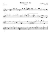 Partition ténor viole de gambe 1, octave aigu clef, Airs et Fantasia pour 5 violes de gambe par William Lawes