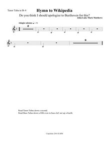 Partition ténor Tuba 4 (B♭), Hymn to Wikipedia, D major, Matthews, John-Luke Mark
