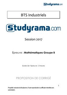 Corrigé BTS 2017 Mathématiques Groupe B