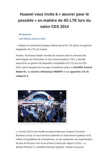 Huawei vous invite à « œuvrer pour le possible » en matière de 4G LTE lors du salon CES 2014